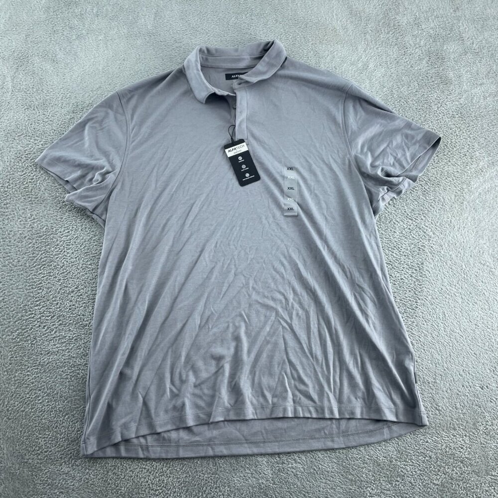 Mens Alfani Alfatech Polo Shirt Gray XXL Stretch Easy Care NWT 3463